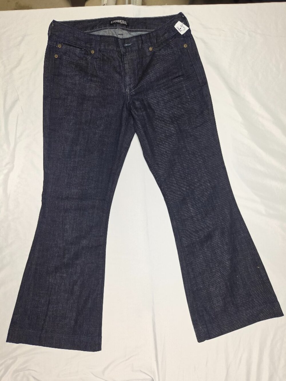Express Jeans Wide Leg Trouser Flare Jeans Dark Wash Size 8 Short